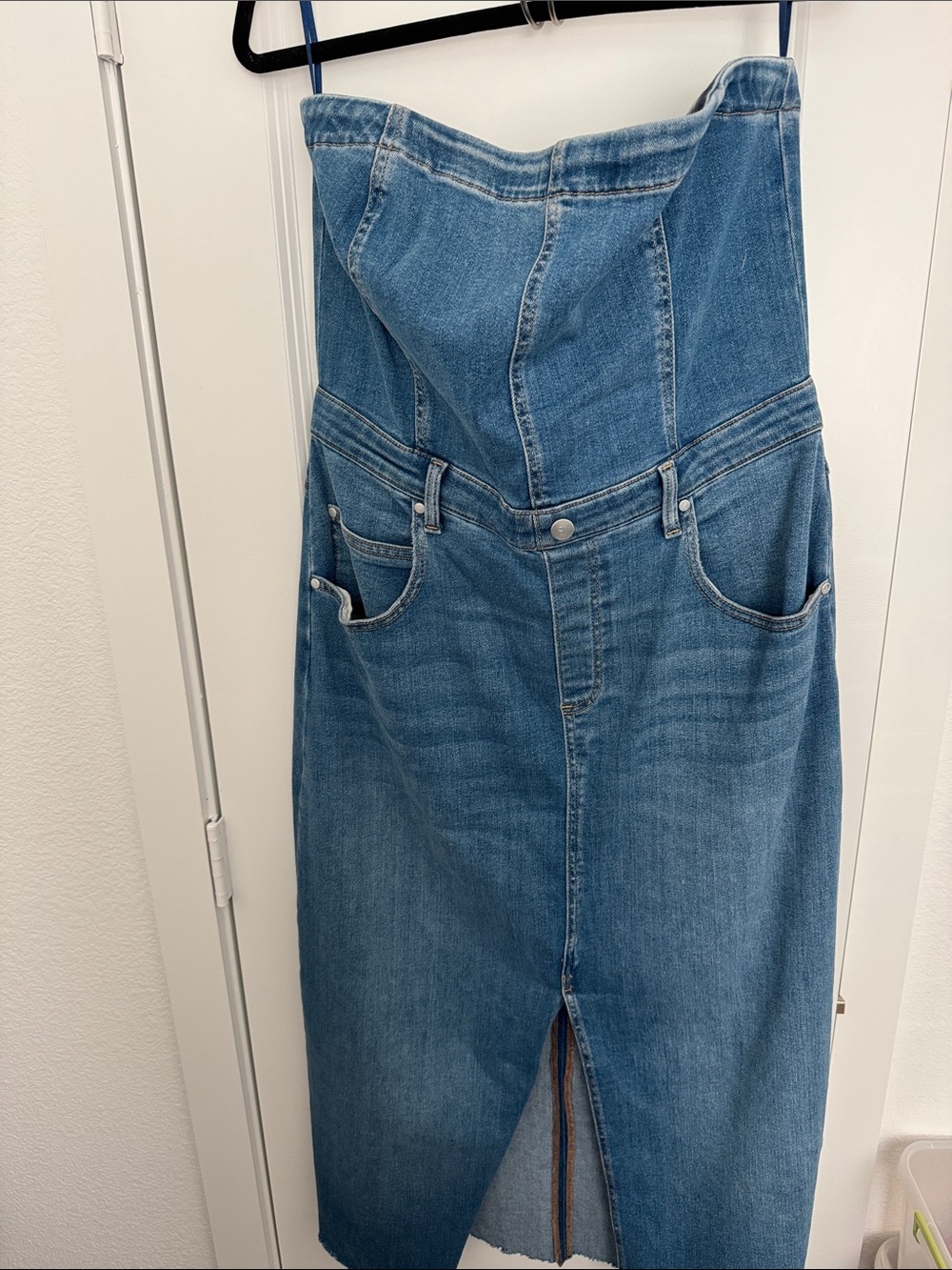 Pilcro Blue Denim Strapless dress